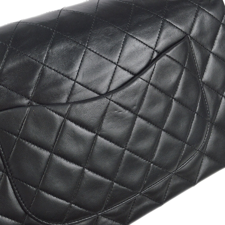 CHANEL Classic Double Flap Medium Shoulder Bag Black Lambskin
