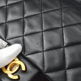 CHANEL Classic Double Flap Medium Shoulder Bag Black Lambskin