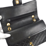 CHANEL Classic Double Flap Medium Shoulder Bag Black Lambskin