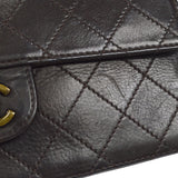 CHANEL Double Chain Shoulder Bag Brown Calfskin