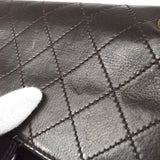 CHANEL Double Chain Shoulder Bag Brown Calfskin
