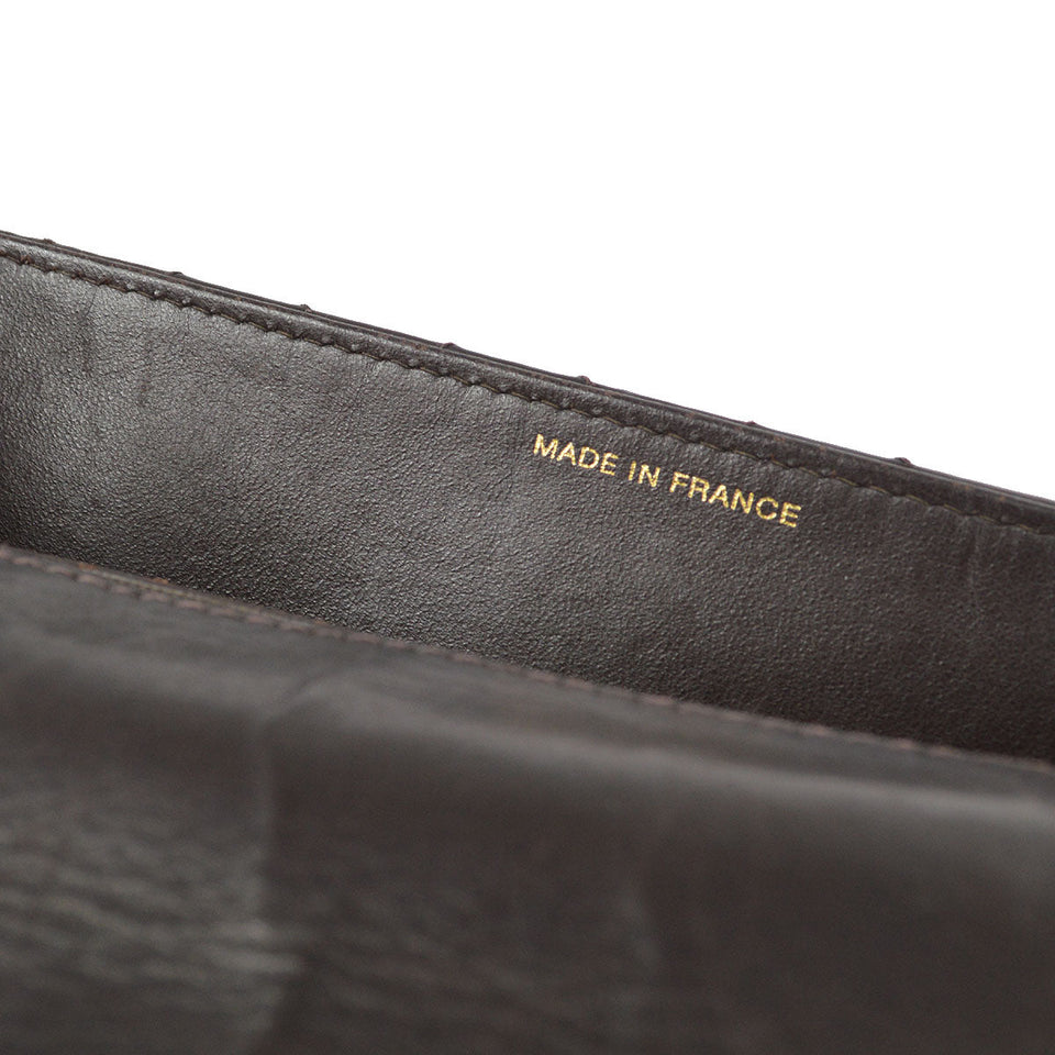 CHANEL Double Chain Shoulder Bag Brown Calfskin