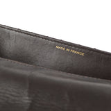 CHANEL Double Chain Shoulder Bag Brown Calfskin