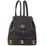 CHANEL Triple CC Chain Backpack Bag Black Caviar