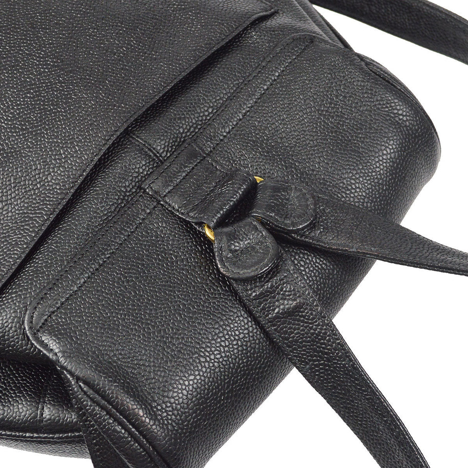 CHANEL Triple CC Chain Backpack Bag Black Caviar