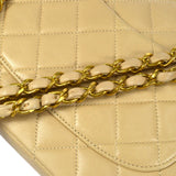 CHANEL Classic Double Flap Medium Shoulder Bag Beige Lambskin
