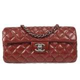 CHANEL East West Shoulder Bag Brown Lambskin