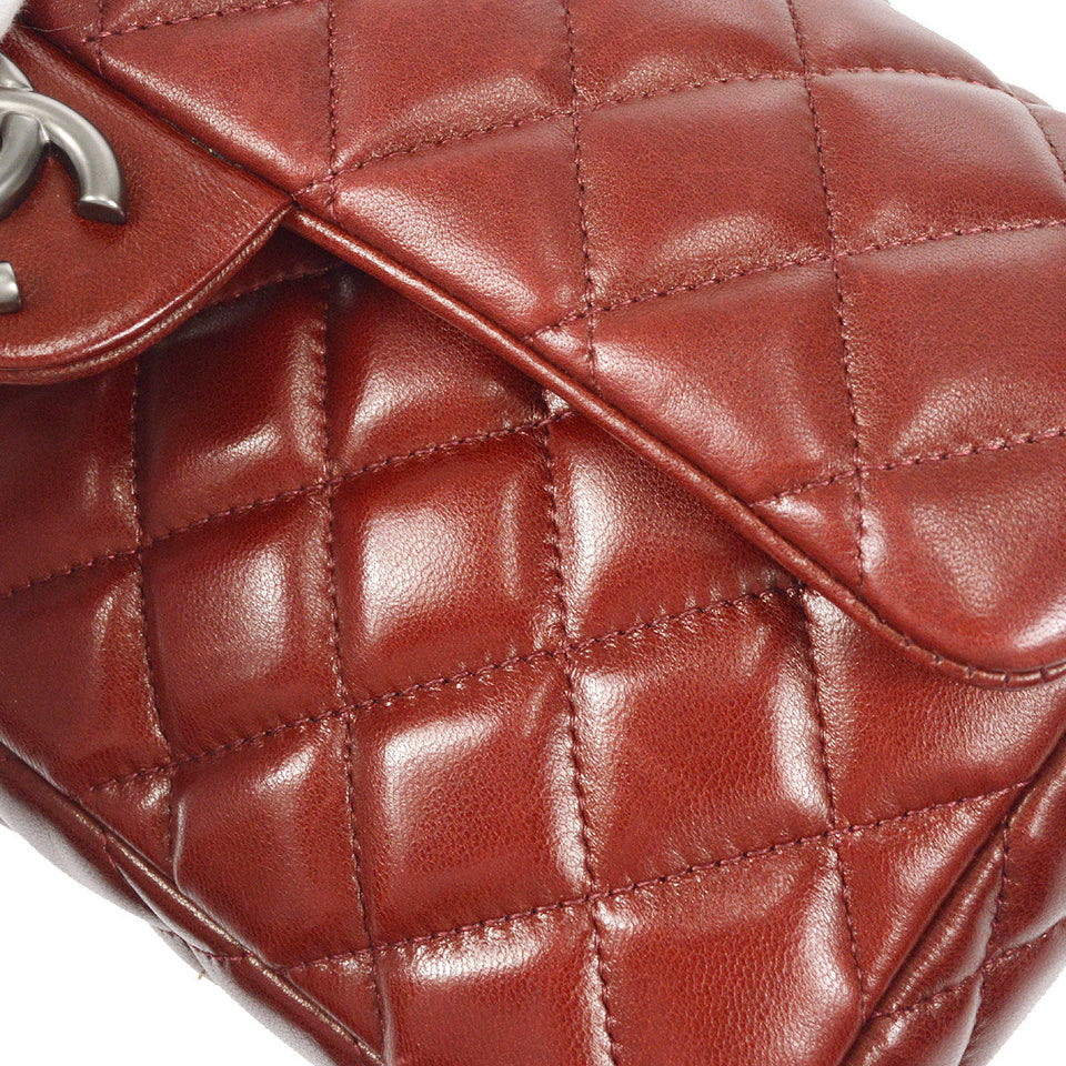 CHANEL East West Shoulder Bag Brown Lambskin