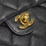 CHANEL Classic Flap Jumbo Double Chain Shoulder Bag Black Caviar