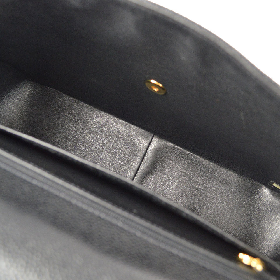 CHANEL Classic Flap Jumbo Double Chain Shoulder Bag Black Caviar