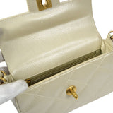 CHANEL Chain Handbag Pearl White Caviar