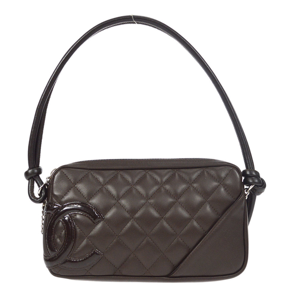 CHANEL Cambon Ligne Handbag Brown Calfskin