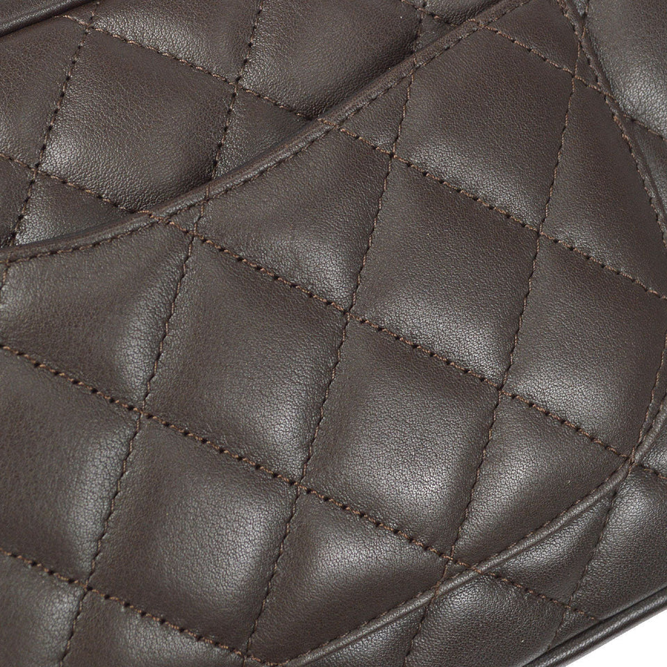 CHANEL Cambon Ligne Handbag Brown Calfskin