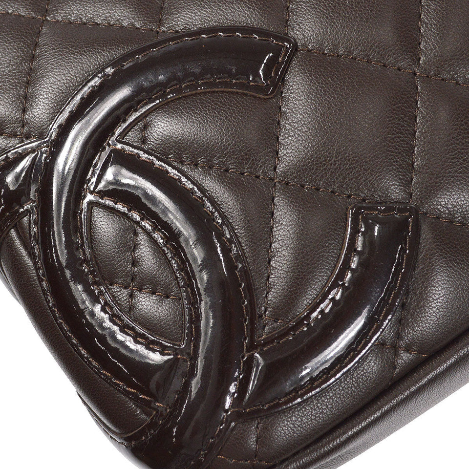 CHANEL Cambon Ligne Handbag Brown Calfskin