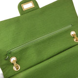 CHANEL 2.55 Line Double Flap Shoulder Bag Green Cotton