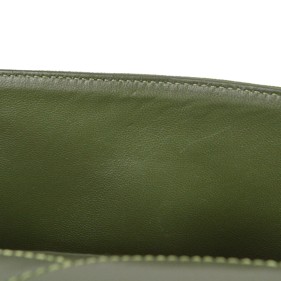 CHANEL 2.55 Line Double Flap Shoulder Bag Green Cotton