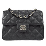 CHANEL Classic Flap Mini Square Chain Shoulder Bag Black Caviar