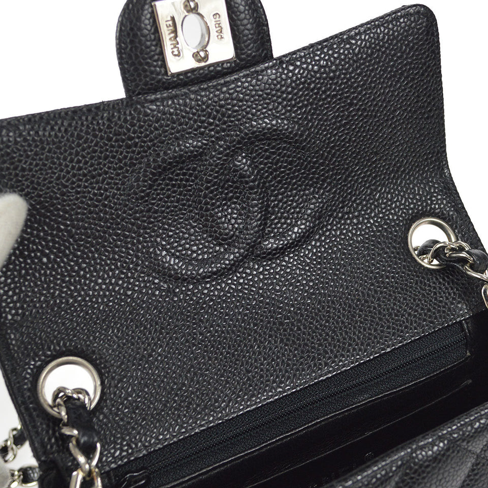 CHANEL Classic Flap Mini Square Chain Shoulder Bag Black Caviar