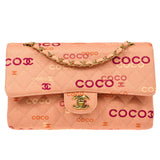 CHANEL COCO Classic Double Flap Medium Shoulder Bag Pink