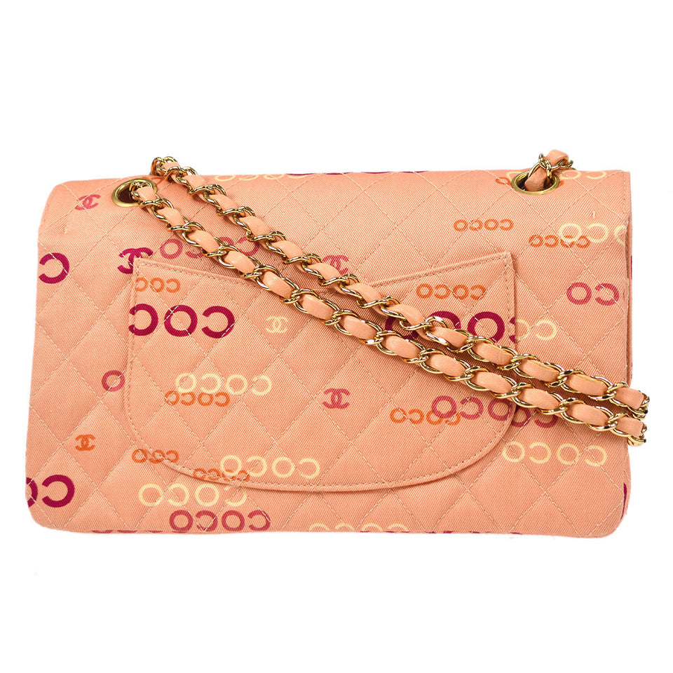 CHANEL COCO Classic Double Flap Medium Shoulder Bag Pink