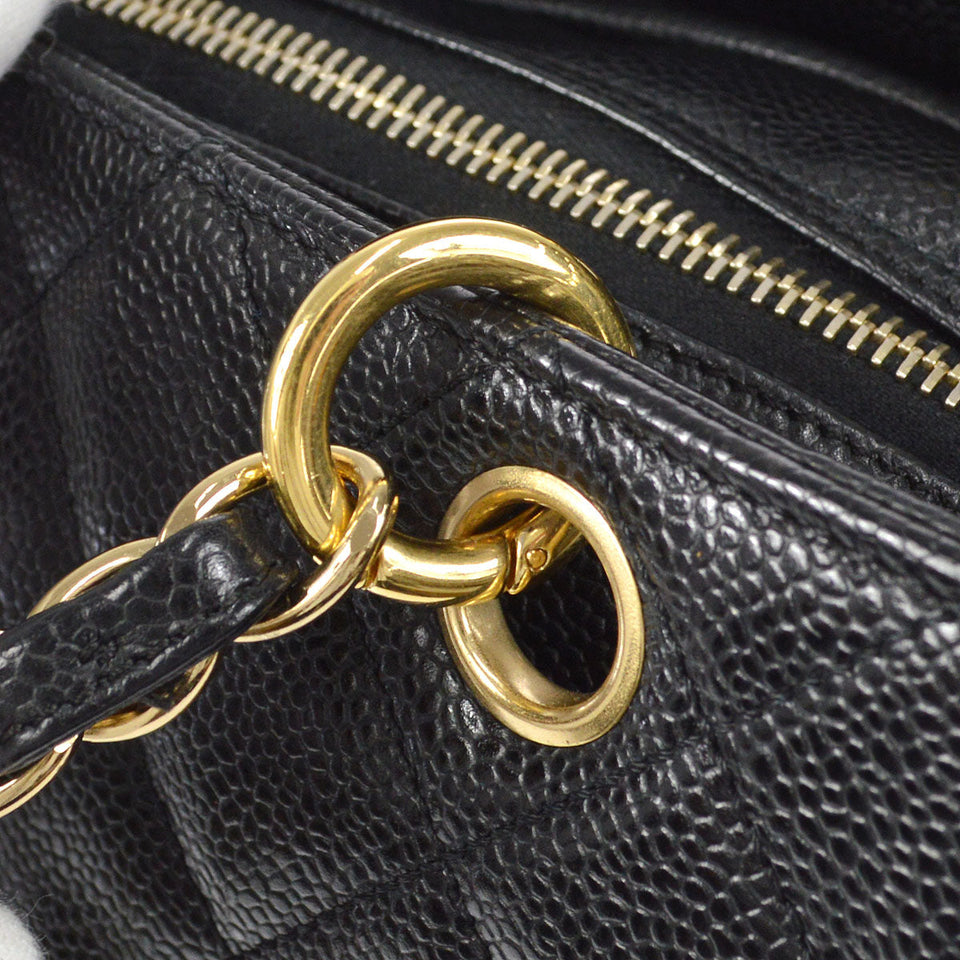 CHANEL Petite Timeless Tote PTT Chain Handbag Black Caviar