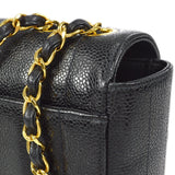 CHANEL Mademoiselle Double Chain Shoulder Bag Black Caviar