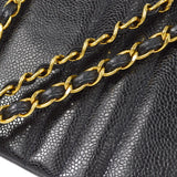 CHANEL Mademoiselle Double Chain Shoulder Bag Black Caviar