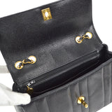 CHANEL Mademoiselle Double Chain Shoulder Bag Black Caviar