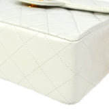 CHANEL Classic Flap Mini Square Chain Shoulder Bag White Lambskin