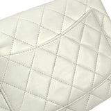 CHANEL Classic Flap Mini Square Chain Shoulder Bag White Lambskin