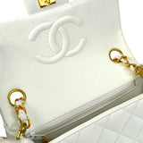 CHANEL Classic Flap Mini Square Chain Shoulder Bag White Lambskin