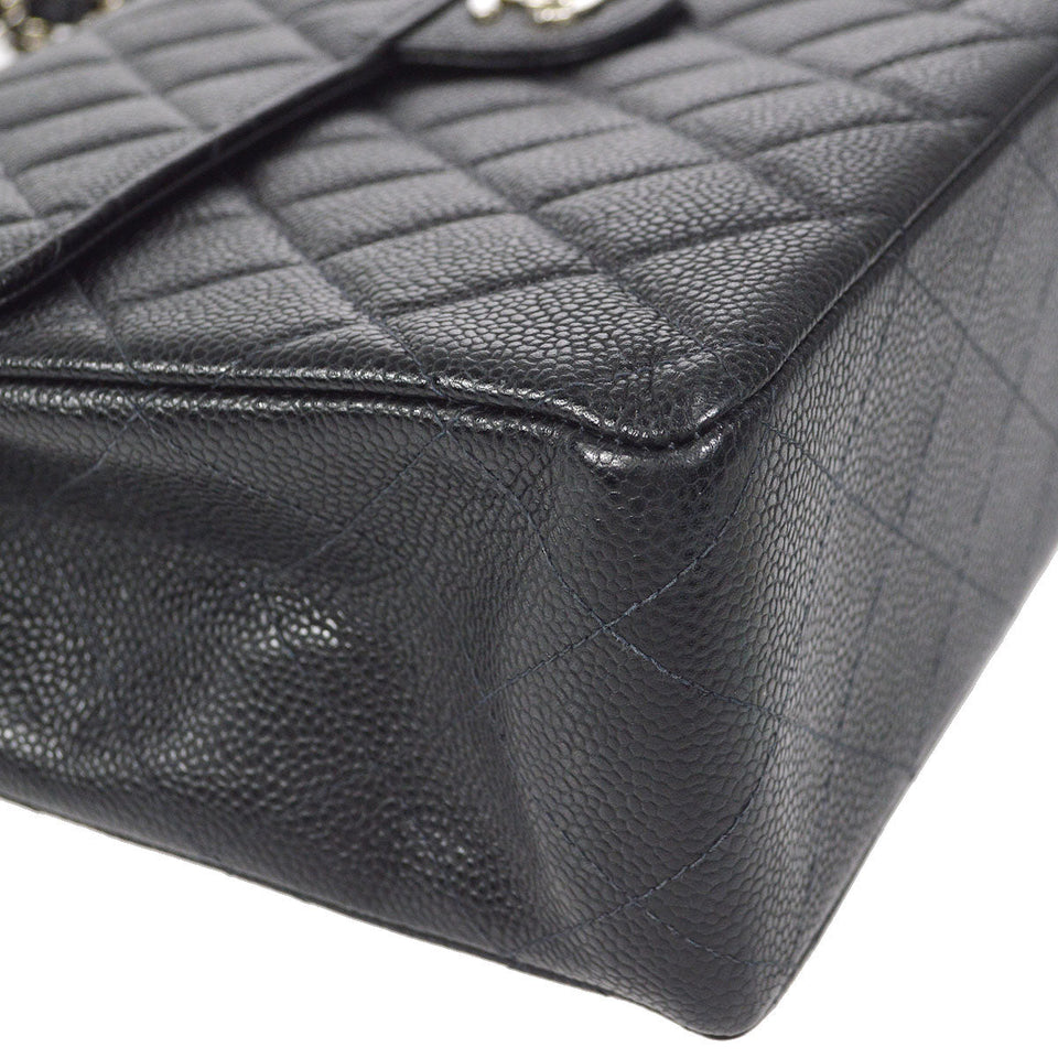 CHANEL Classic Flap Jumbo Double Chain Shoulder Bag Black Caviar