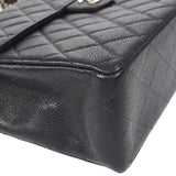 CHANEL Classic Flap Jumbo Double Chain Shoulder Bag Black Caviar