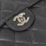 CHANEL Classic Flap Jumbo Double Chain Shoulder Bag Black Caviar