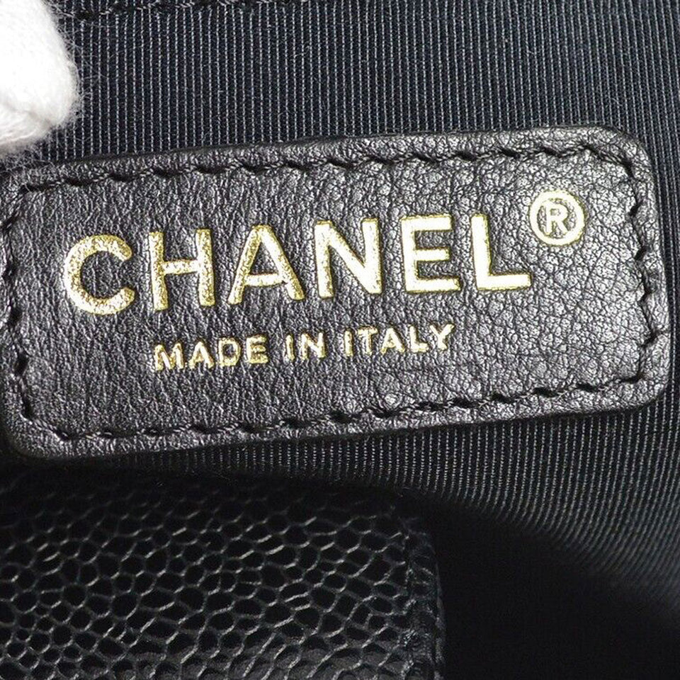 CHANEL Petite Shopping Tote PST Chain Hand Tote Bag Black Caviar