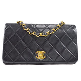 CHANEL Full Flap Chain Shoulder Bag Black Lambskin