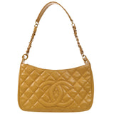 CHANEL Chain Shoulder Bag Beige Caviar