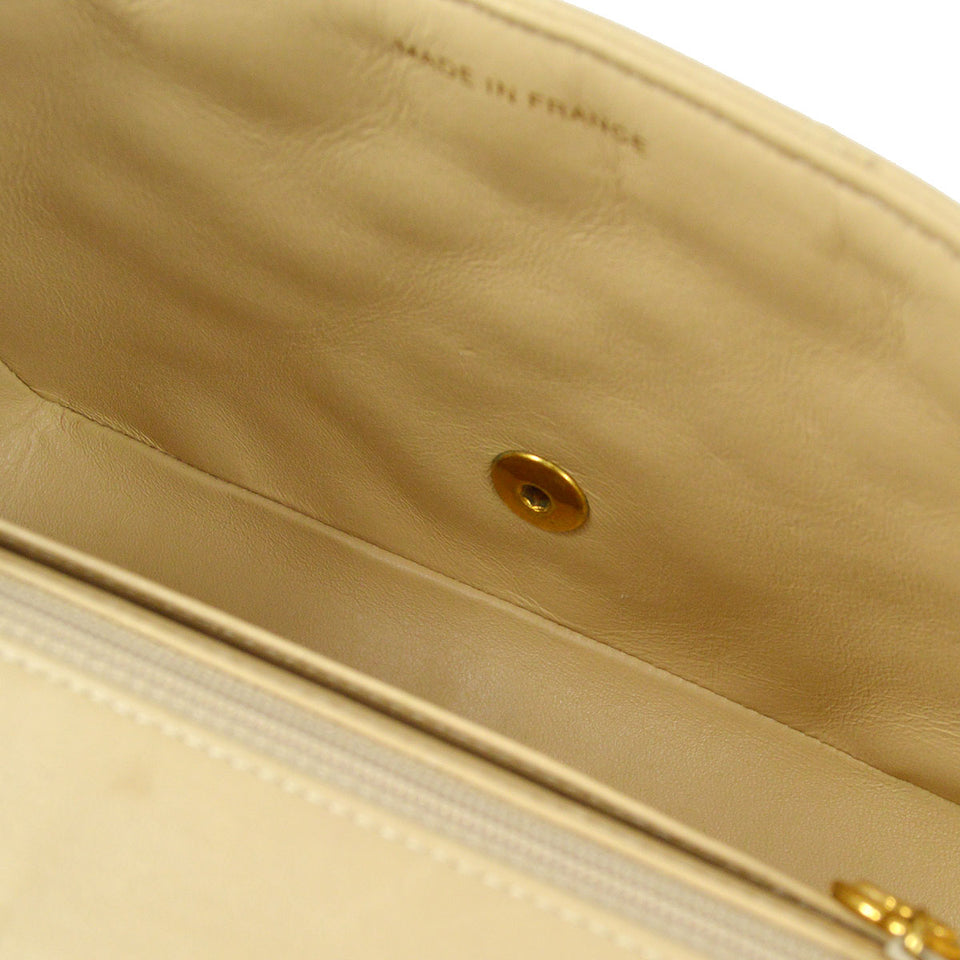 CHANEL Classic Single Flap Small Shoulder Bag Beige Lambskin