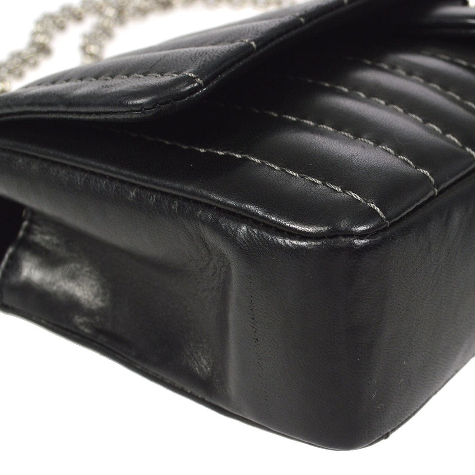 CHANEL Mademoiselle Double Chain Shoulder Bag Black Calfskin