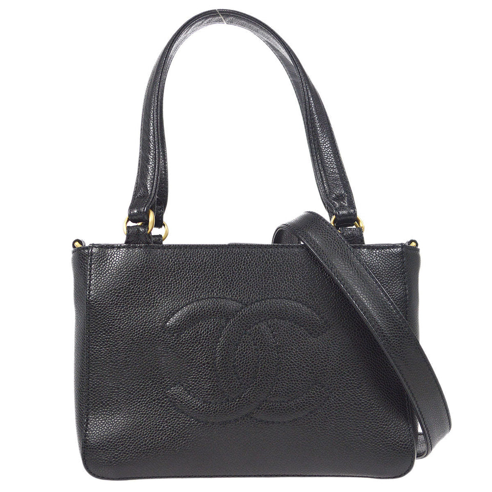 CHANEL 2way Shoulder Handbag Black Caviar