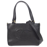 CHANEL 2way Shoulder Handbag Black Caviar