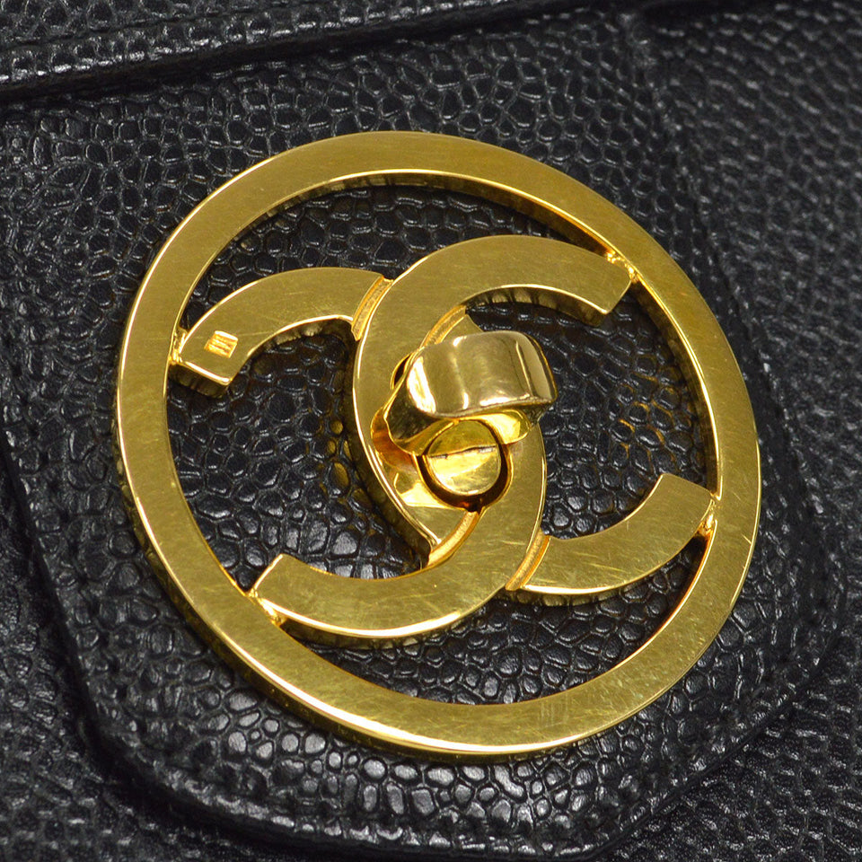 CHANEL 2way Cosmetic Vanity Shoulder Handbag Black Caviar