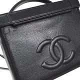 CHANEL 2way Cosmetic Vanity Shoulder Handbag Black Caviar