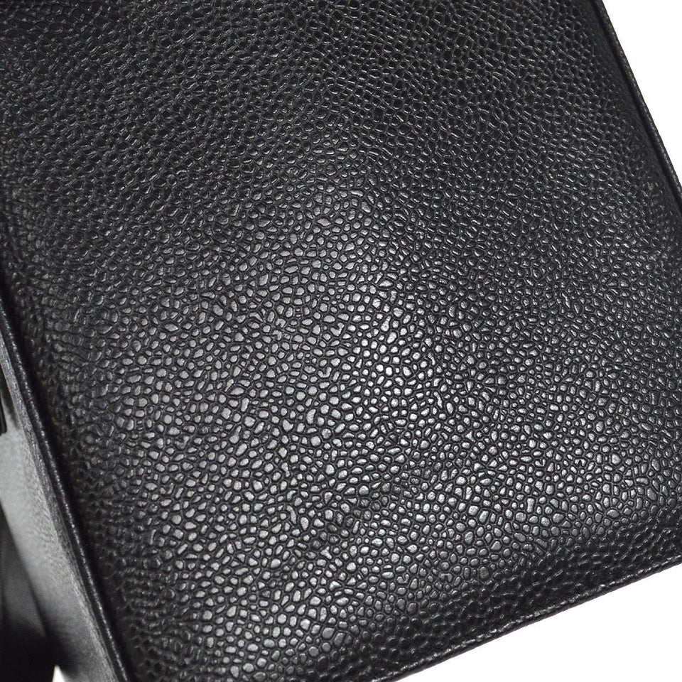 CHANEL 2way Cosmetic Vanity Shoulder Handbag Black Caviar