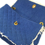 CHANEL Classic Flap Maxi Chain Shoulder Bag Indigo Denim