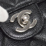 CHANEL Classic Flap Jumbo Double Chain Shoulder Bag Black Caviar