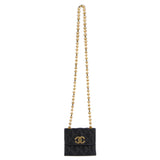 CHANEL * Jumbo Rhinestone Pearl Mini Shoulder Bag Black Satin