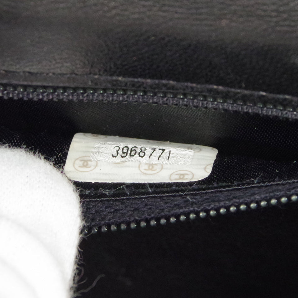 CHANEL * Jumbo Rhinestone Pearl Mini Shoulder Bag Black Satin