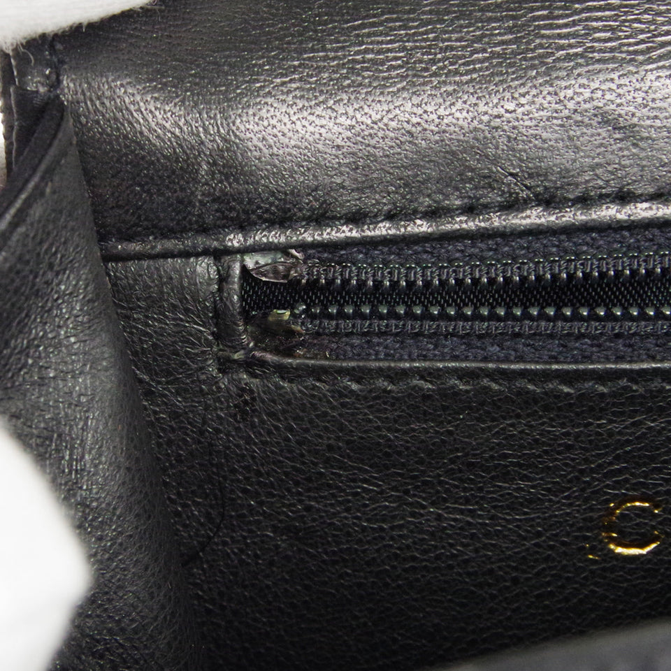 CHANEL * Jumbo Rhinestone Pearl Mini Shoulder Bag Black Satin