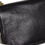CHANEL * Single Chain Shoulder Bag Black Lizard